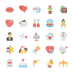 Flat Icons Love and Romance

