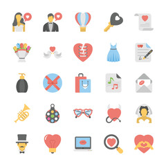 Love and Romance Flat Icons

