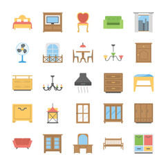 Furniture Flat Icons Pack
