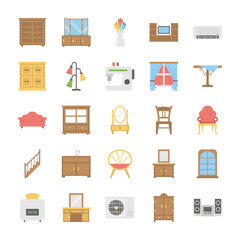 Flat Icons Pack of Furniture

