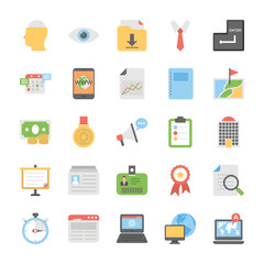 Flat Vector Icons Set of Office And Internet Theme

