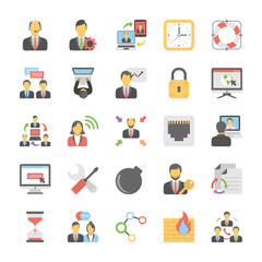 Business, Office and Internet Related Flat Vector Icons 

