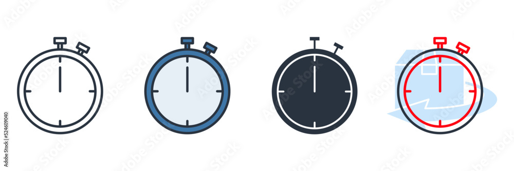 Poster stopwatch icon logo vector illustration. stop watch timer symbol template for graphic and web design