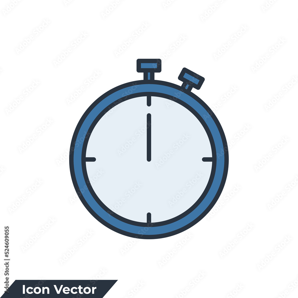 Poster stopwatch icon logo vector illustration. stop watch timer symbol template for graphic and web design