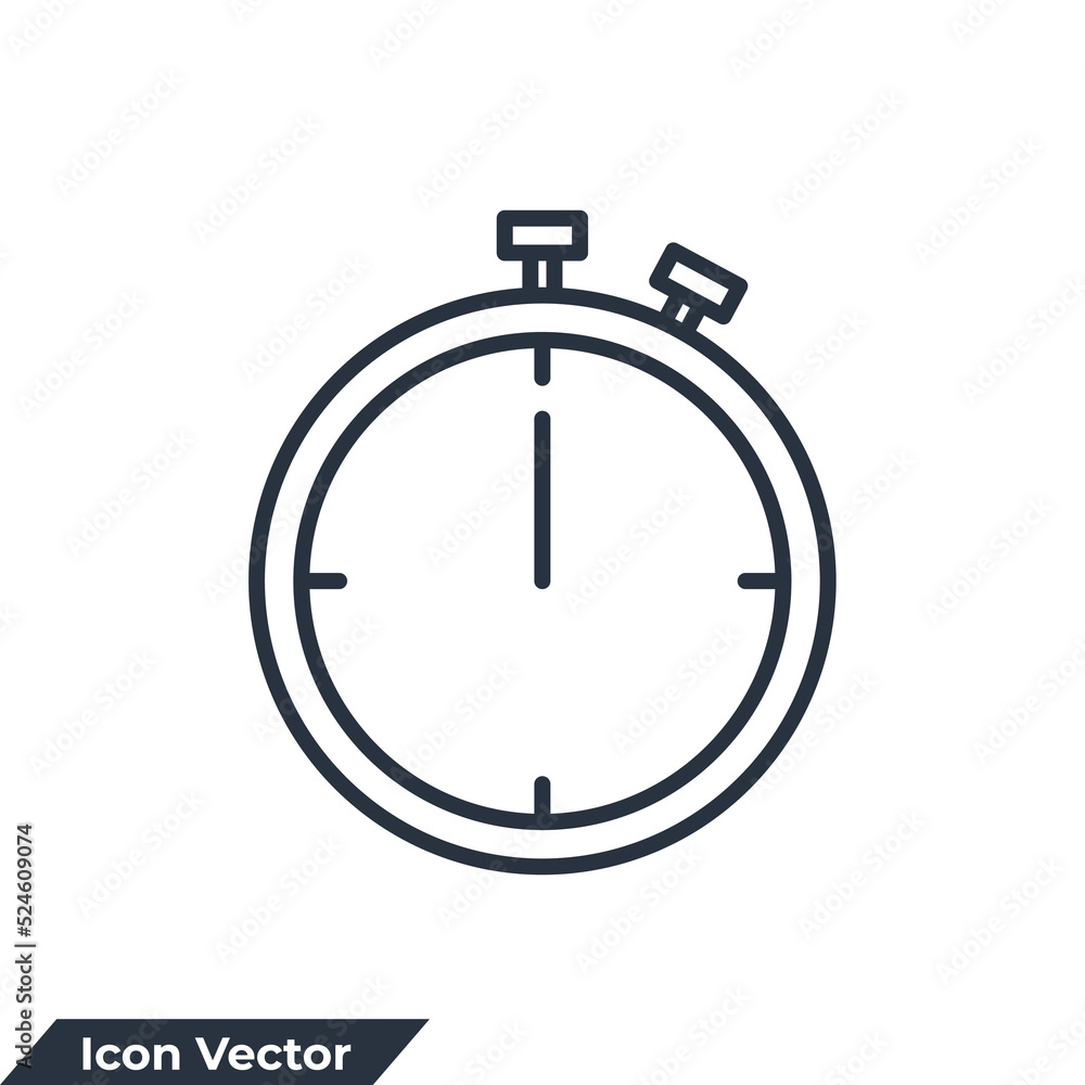 Poster stopwatch icon logo vector illustration. stop watch timer symbol template for graphic and web design