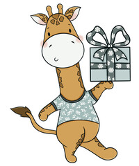 Cute giraffe cartoon design character