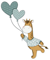 Cute giraffe cartoon design character
