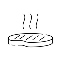 Cooking line icon. Boiling time, Frying pan and Kitchen utensils. Recipe pf chef linear vector. Restaurant with cook and meal. Beef steak and barbecue picnic