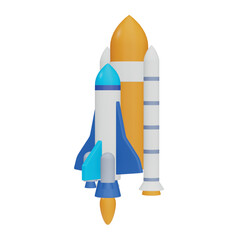 Space shuttle 3d rendering isometric icons.