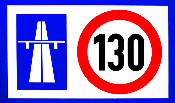 Tempo 130 auf Autobahnen Verkehrszeichen