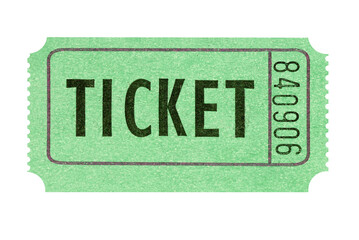 Green ticket isolated one single transparent background photo PNG file - obrazy, fototapety, plakaty