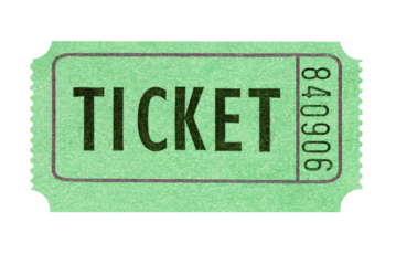 Green ticket isolated one single transparent background photo PNG file