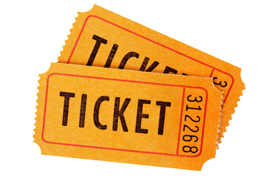 Pair of old orange tickets isolated transparent background photo PNG file