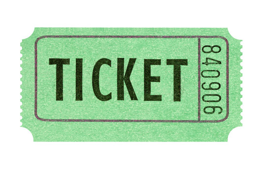 Green ticket isolated one single transparent background photo PNG file