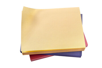 Stack of various different sticky post it note pads isolated transparent background photo PNG file