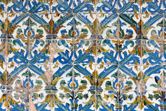background of antique Portuguese wall tiles