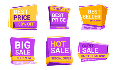 Set of promotional badges and sale tags