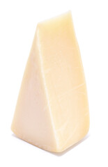 Piece of parmesan cheese isolated on white background