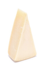 Piece of parmesan cheese isolated on white background