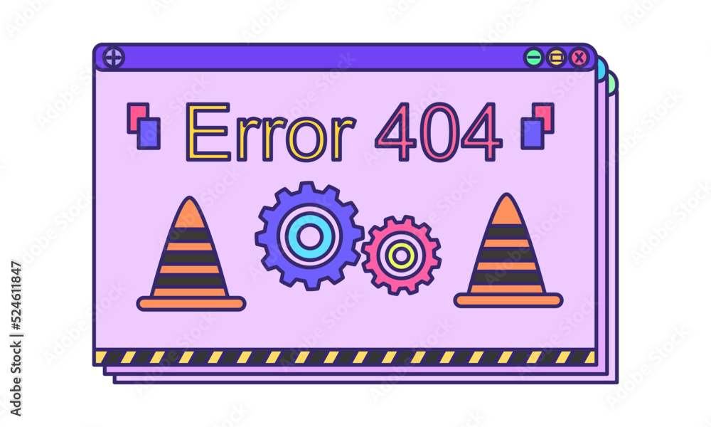 Aufkleber website dashboard with error. 404 error page not found page for website, banner, poster. vector illu