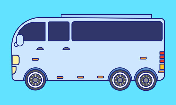 School Bus. Vector illustration in line art drawing style.