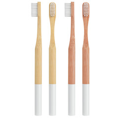 wooden toothbrush isolated on white background