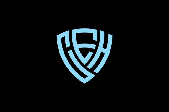 CEH creative letter shield logo design vector icon illustration