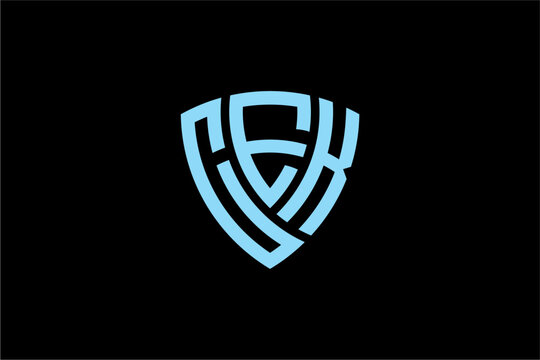 CEK creative letter shield logo design vector icon illustration