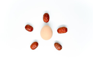 Red dates on blank background