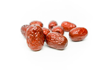 Red dates on blank background