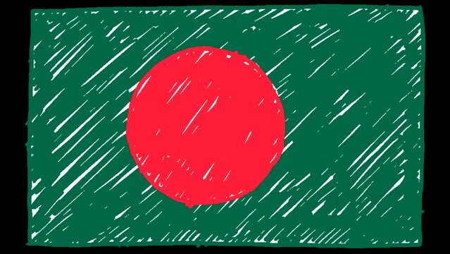 Bangladesh National Country Flag Marker or Pencil Sketch Looping Animation Video