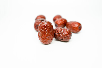 Red dates on blank background