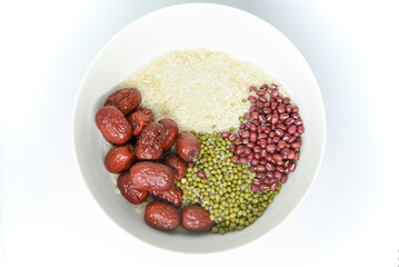 Red dates on blank background