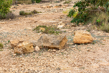 The ground is made up of yellow soil texture, wet gravel and clay