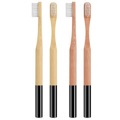 wooden toothbrush isolated on white background