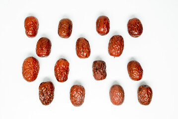 Red dates on blank background