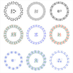 set of winter patterned brushes, separators, on a white background, vector,hand drawing For greetings, cards, invitations, printing and your decor