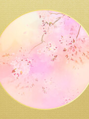Oriental background material depicting cherry blossoms
