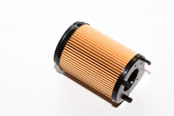 Automotive engine oil filter isolate on white background.