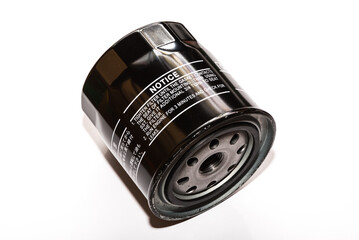 Automotive engine oil filter isolate on white background.