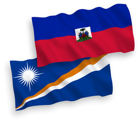 Flags of Republic of the Marshall Islands and Republic of Haiti on a white background