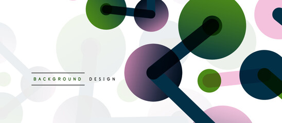 Line points connections geometric abstract background. Circles connected by lines. Trendy techno business template for wallpaper, banner, background or landing
