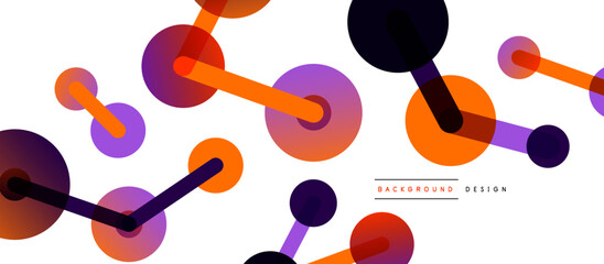 Abstract background. Round dots connected by lines. Trendy techno business template for wallpaper, banner, background or landing