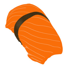 Japanese traditional food, sushi illustration on white background.