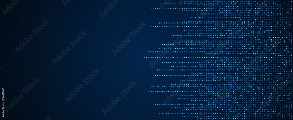 Poster digital technology background. digital data square blue pattern pixel background