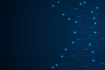 Circuit board. Motherboard. Blue technology background.