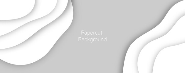 Paper cut or Papercut of black and white abstract background, concept design.Vector panorama illustration