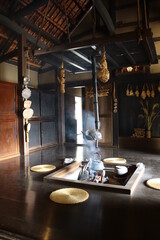 Irori (Japanese hearth) at traditional house　古民家の囲炉裏