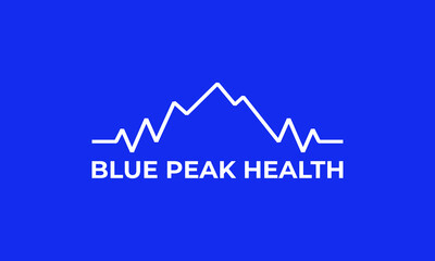 illustration vector graphic logo design, combination mountain peak and heart beat line
