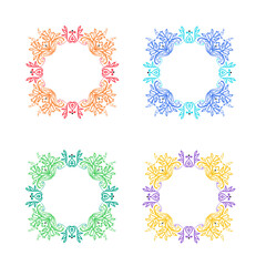 set of isolated circle ornaments, folk embroidery isolated on white background